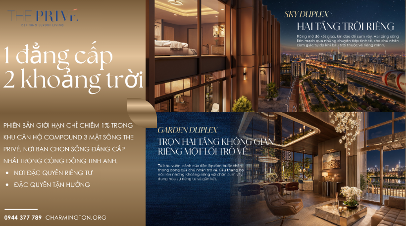 Sky Duplex & Garden Duplex: Top 1% tư gia thịnh vượng tại The Privé