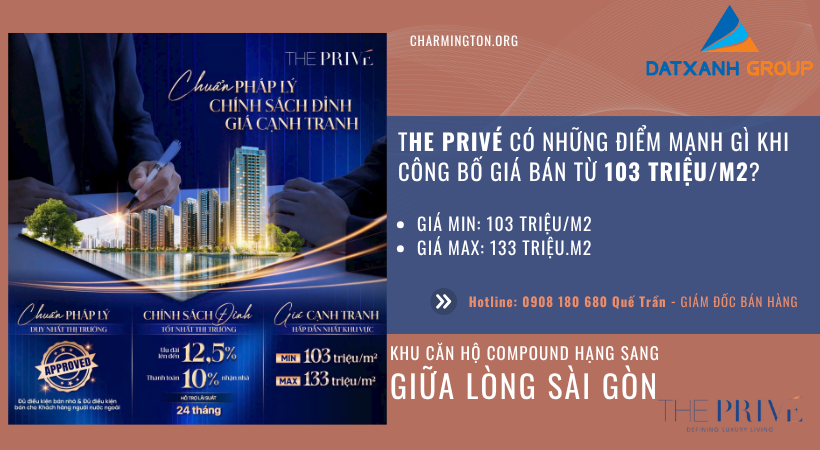 Khu căn hộ The Privé có gì khi công bố giá bán từ 103 triệu đồng/m2?