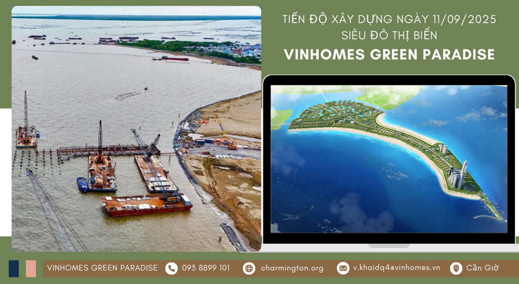 Tiến độ xây dựng Vinhomes Green Paradise Cần Giờ 11/09/2025